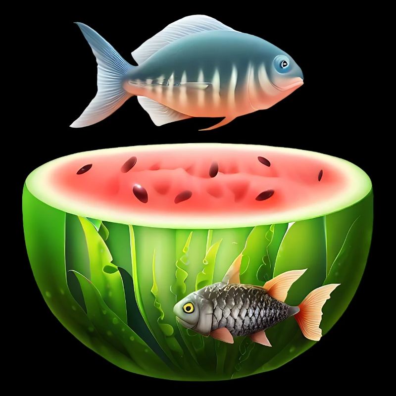 Watermelon aquarium with fish