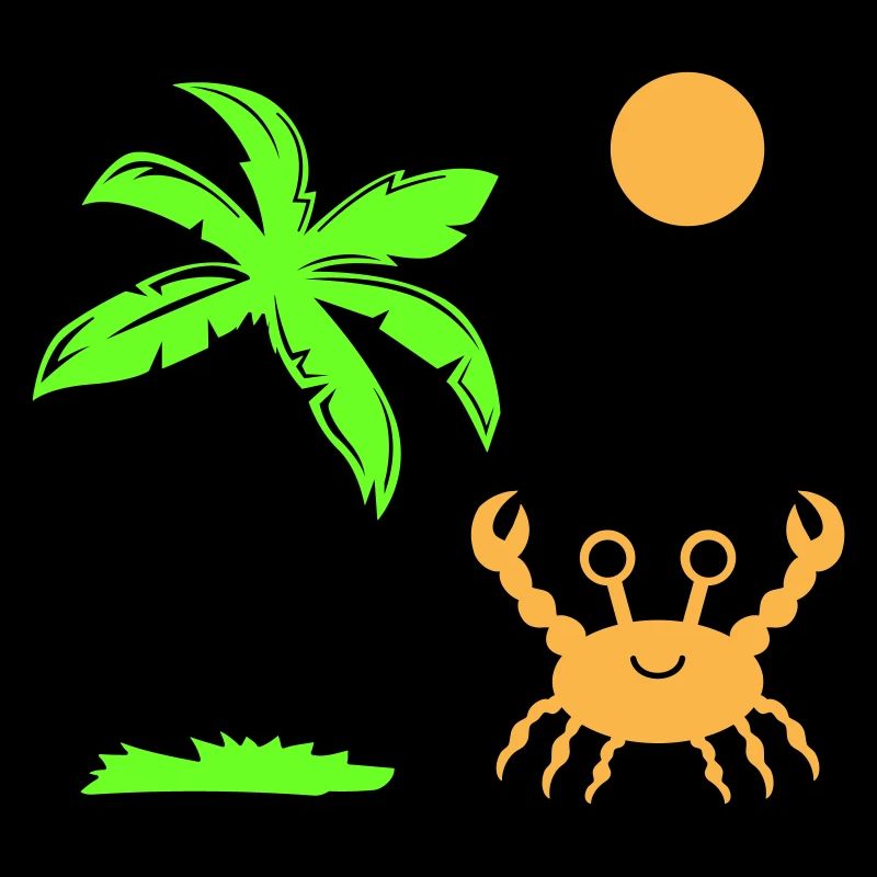 crab, sun, palm