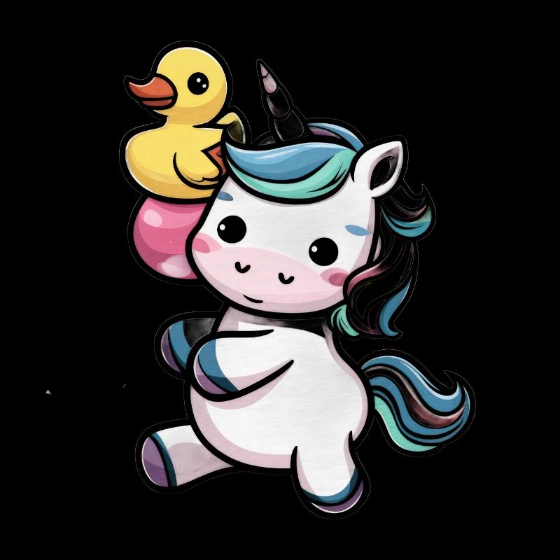 Licorne kawaii avec canard en caoutchouc mignon