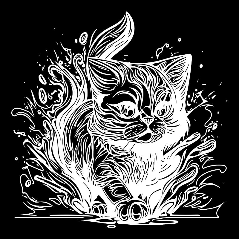 Mignon petit chat domestique dans le style de tatouage