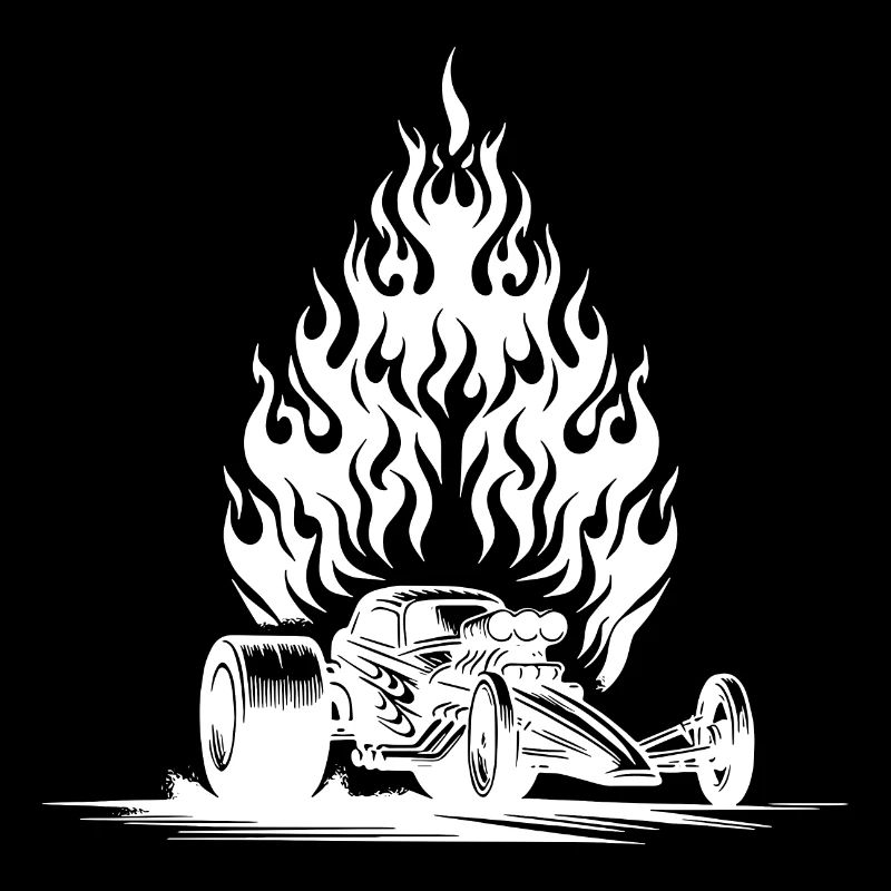 Cooles Dragster Auto mit flammendem Motor