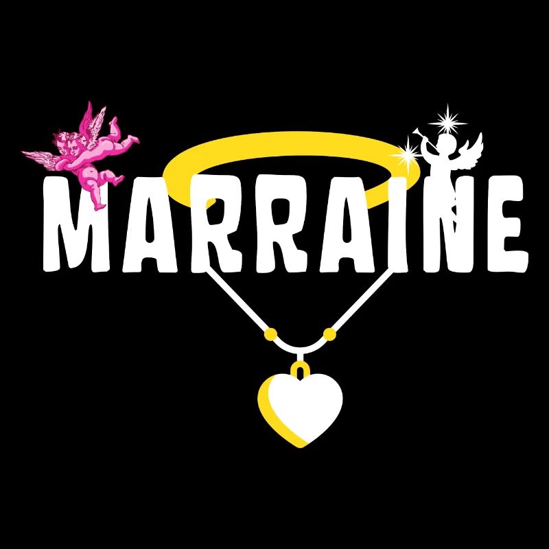 Marraine Baptême Chérubin - Collier avec Cœur