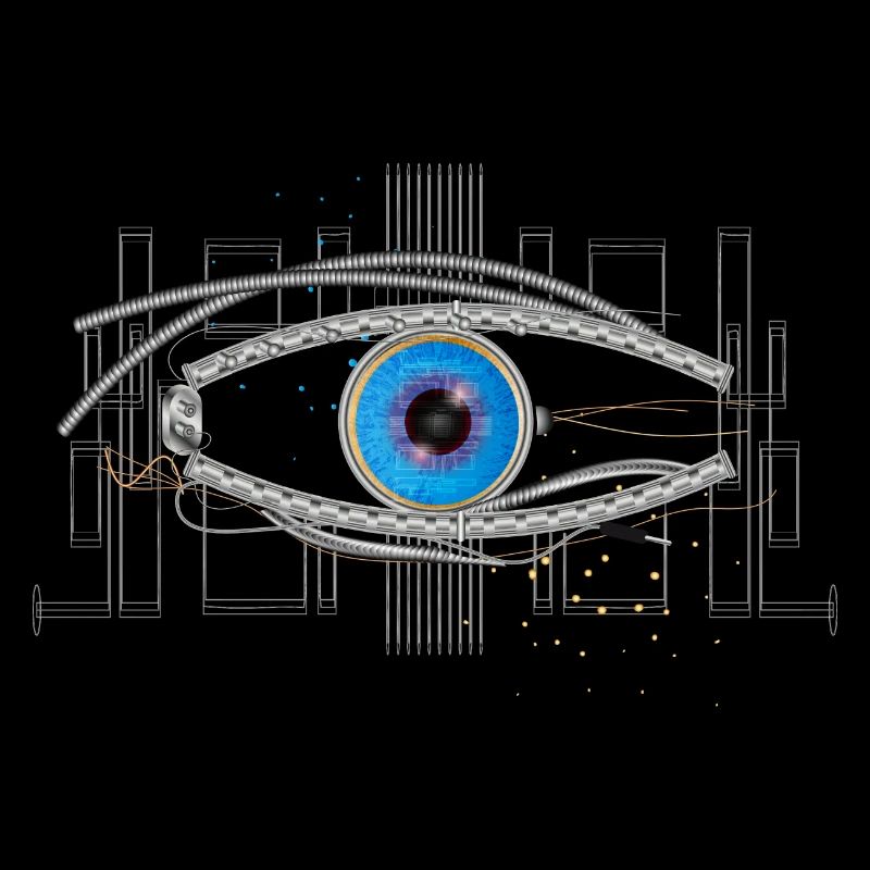cool blue cyborg or robot eye