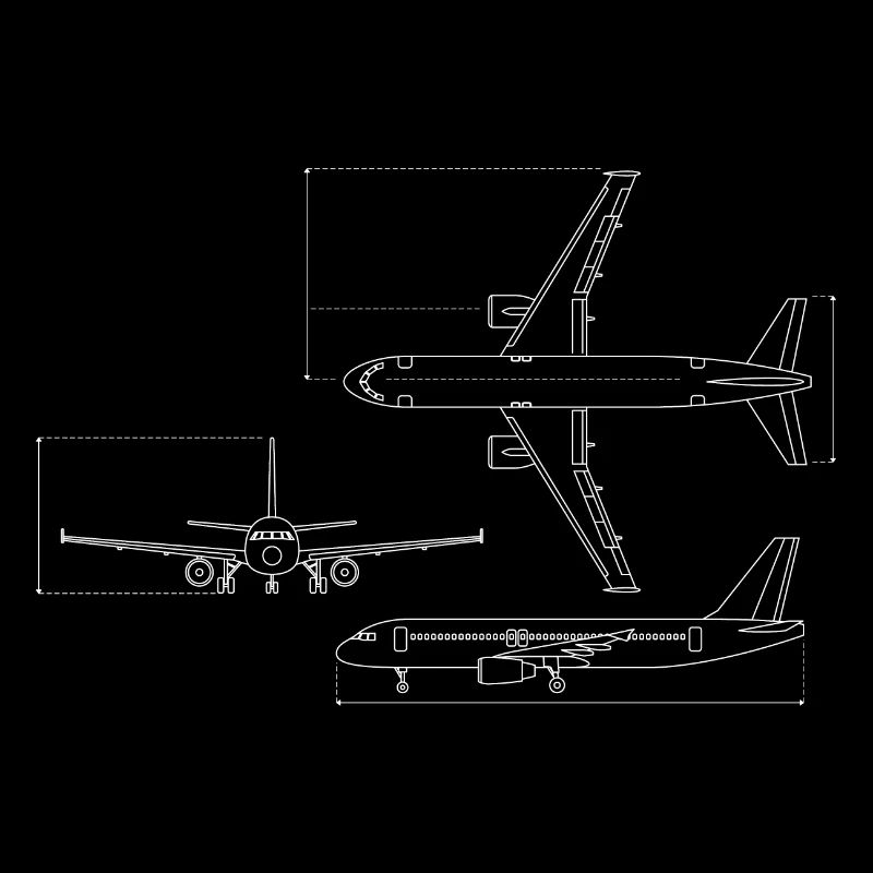 Flugzeug Blaupause technische Zeichnung