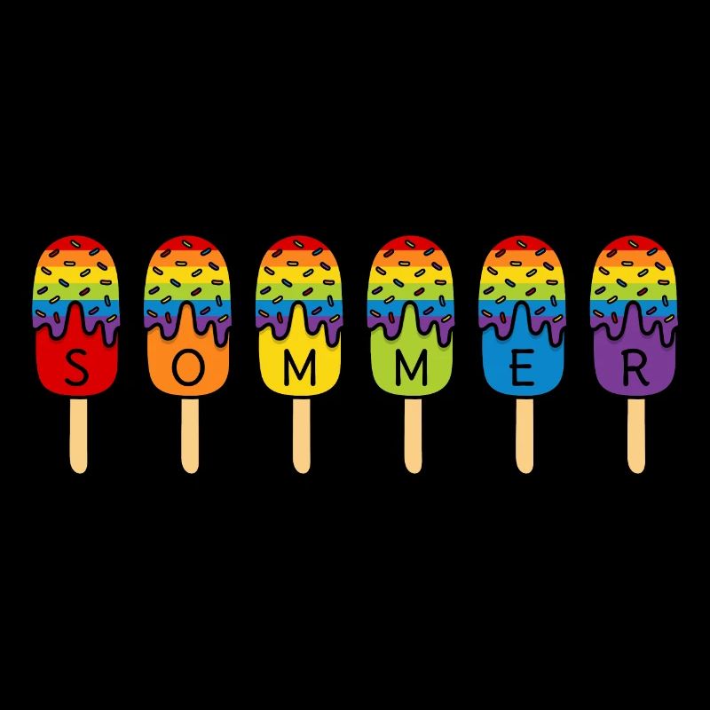 Eis essen - Regenbogen - bunt - Sommer - Eis