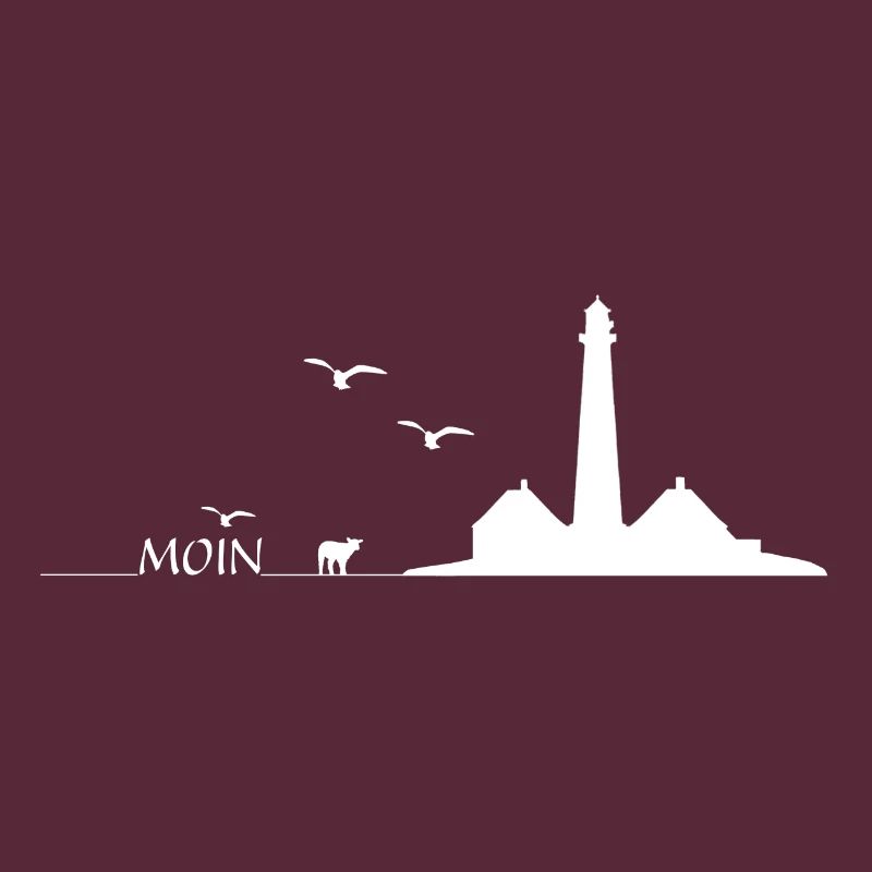 Moin Westerhever lighthouse with sheep and seagulls
