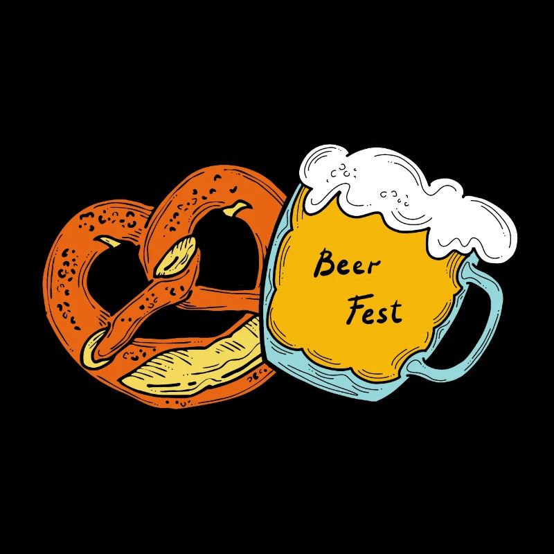 Bierparty. Bierbecher und Brezel.