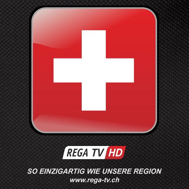 REGA-TV: Switzerland, weisse Schrift