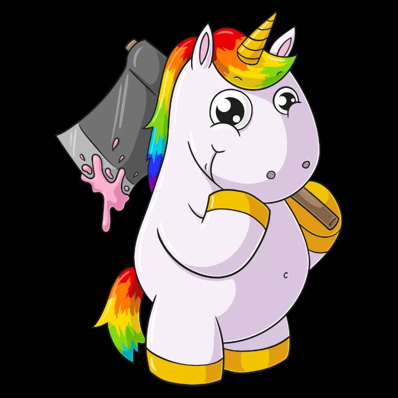 Comic Einhorn mit Axt