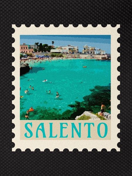 Salento Turquoise Beach Retro Poster