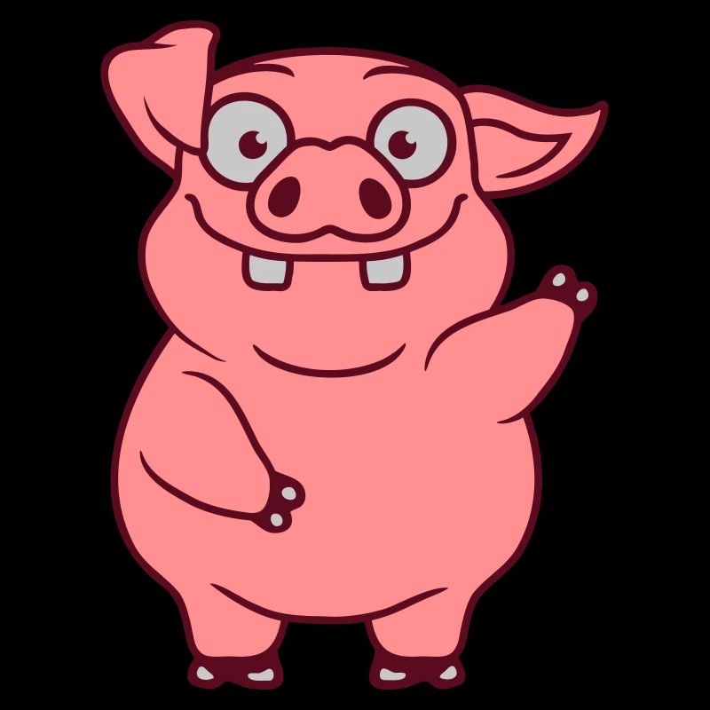 Waving Funny Pig Comic