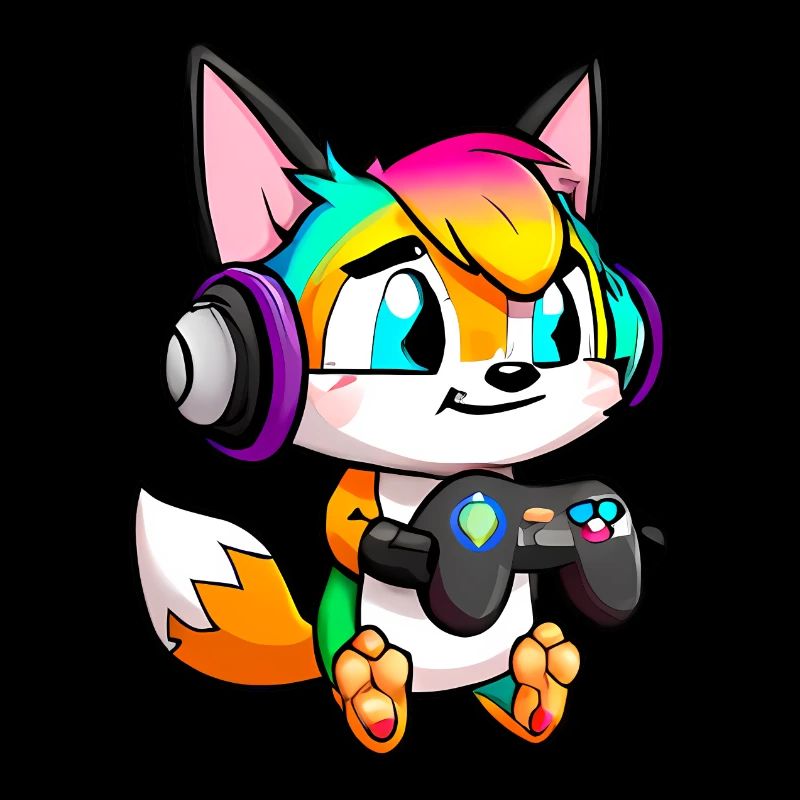 00251 süßer Fuchs mit Headset und Controller