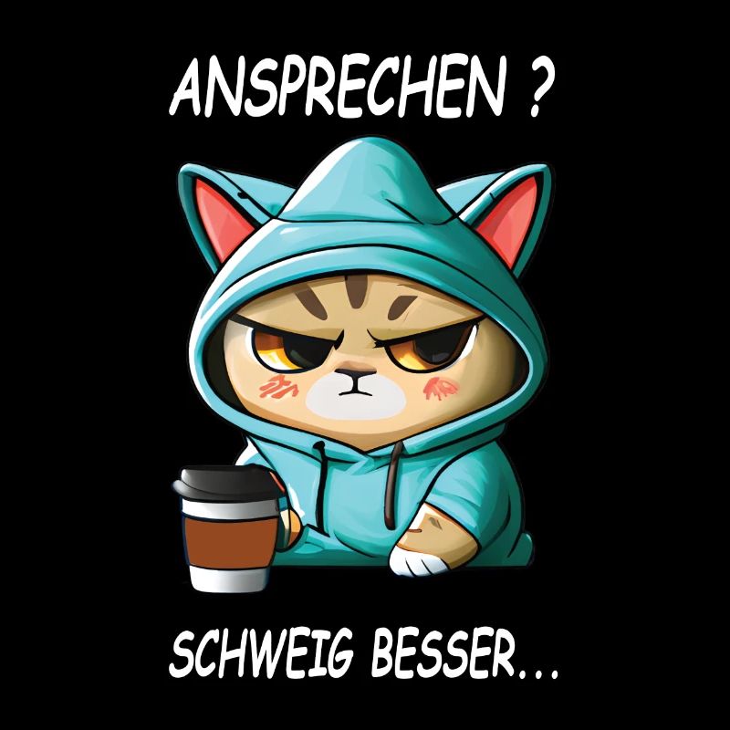Ansprechen - Schweig besser Kaffee Spruch Katzen