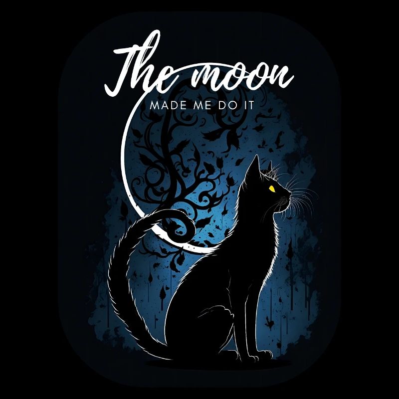 Chat noir avec la lune