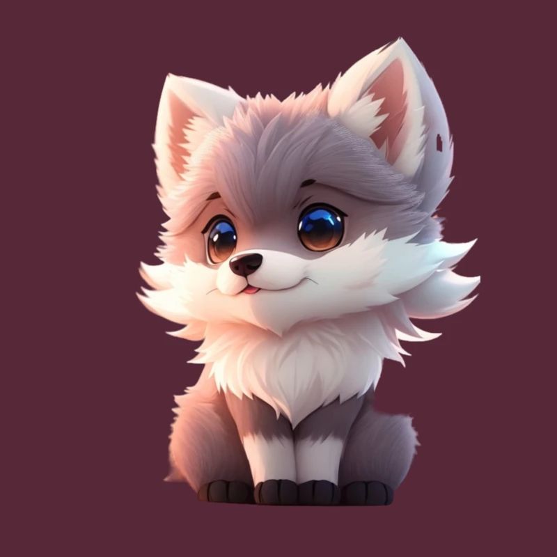 Cute Tiny Hyperrealistic Anime Wolf Tee, Pet