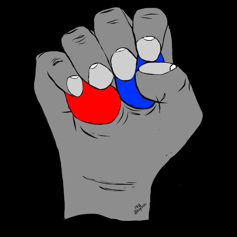 Red and blue testicles.