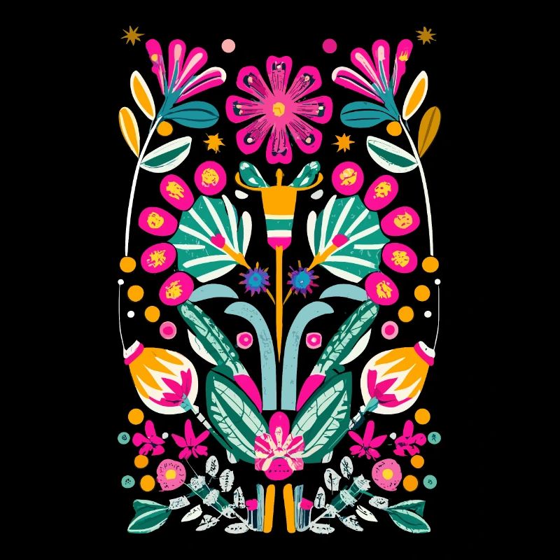 Otomi Flower Pattern Mexican Floral Art