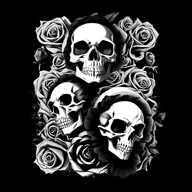 Crâne avec des Roses Fleurs d’horreur de crâne