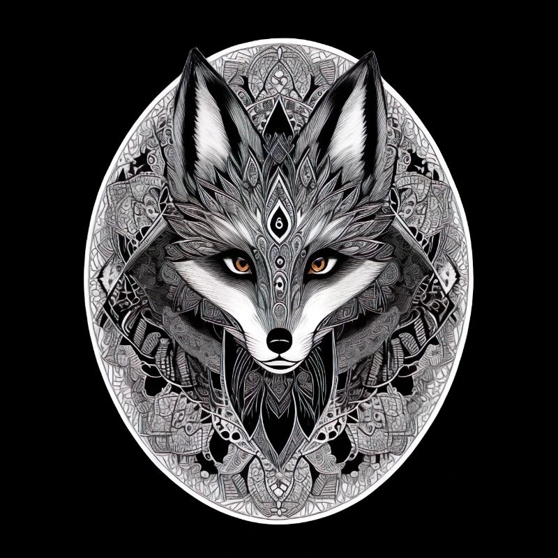 Renard Mandala Dessin Complexe Nature Sauvage