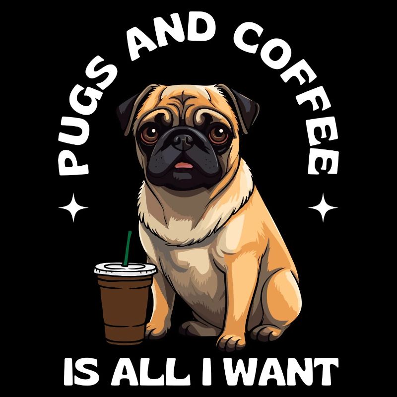 Süßer Lachender Mops & Kaffee Design