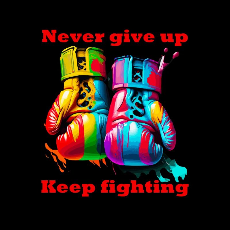 Never give up. Keep fighting. Boxing. Boxing Gloves