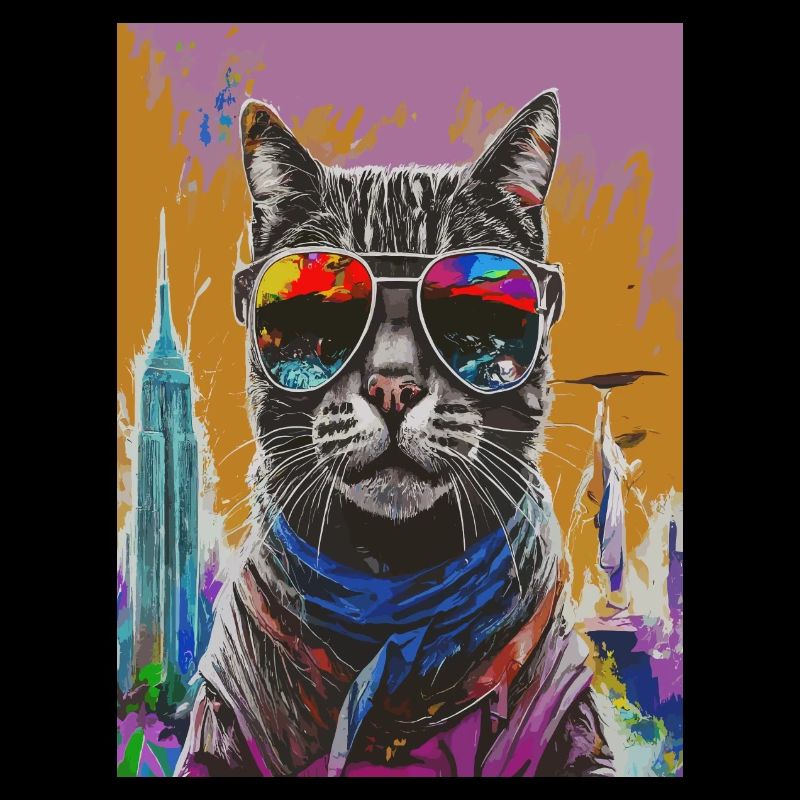 Chat urbain avec des nuances arc-en-ciel