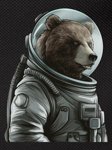 Pensive Brown Bear Astronaut