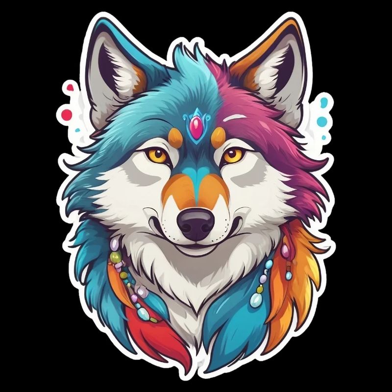 Wolf mit bunten Farben