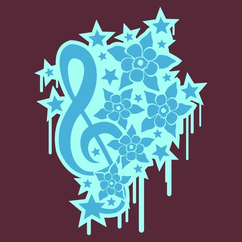 Music clef note graffiti drop flowers