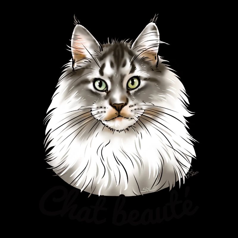 Chat beauté main coon (texte noir)