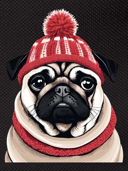 Mops mit Mütze