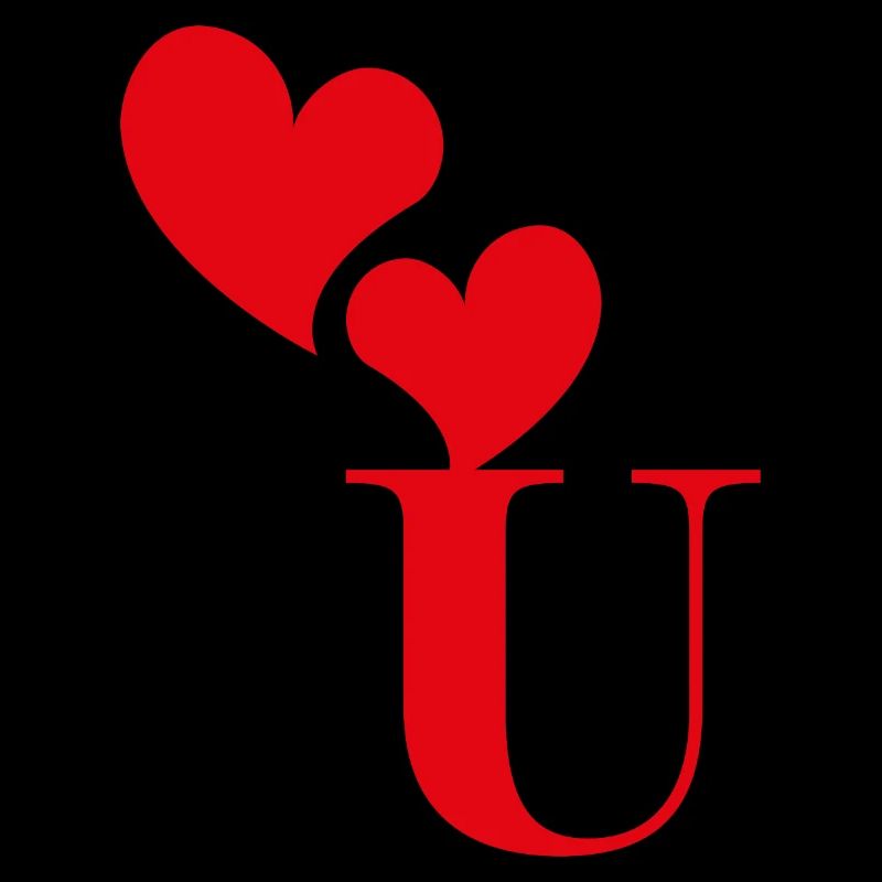 Buchstabe u rotes Herz