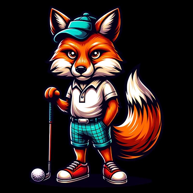 Golf-playing fox with charm and style