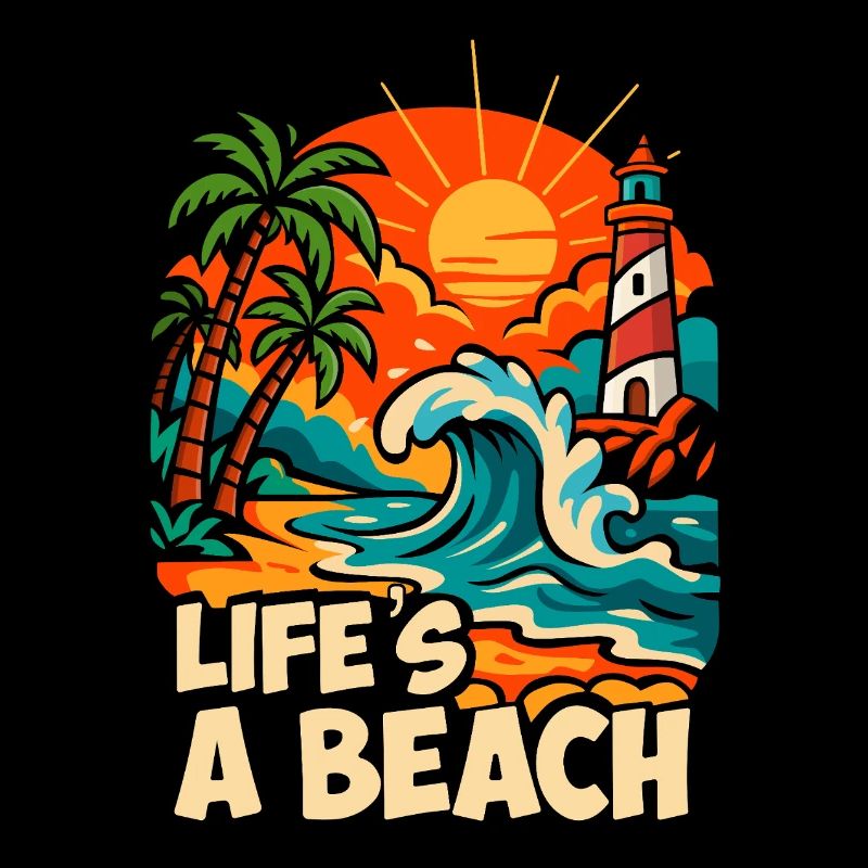 Life's a Beach Tropical Beach Illustration