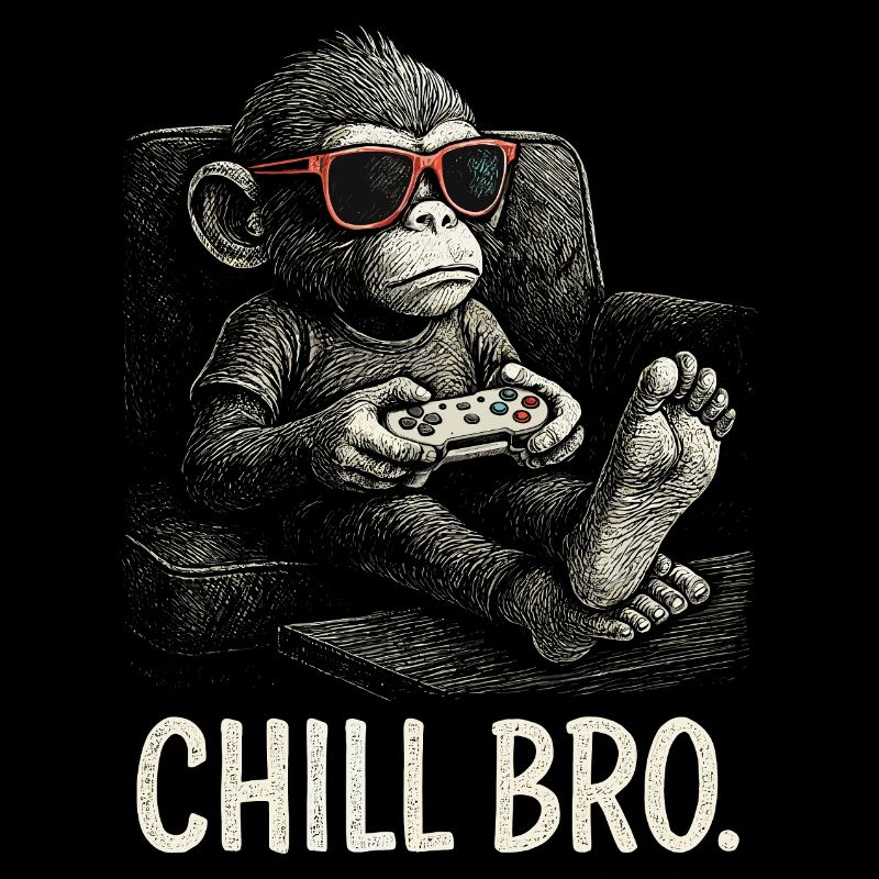 Chill Bro Cooler Affe Sonnenbrille Gamer Geschenki