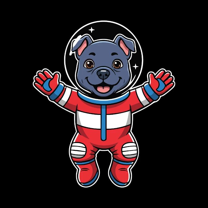 Chien Staffy Astronaute Espace Couleur