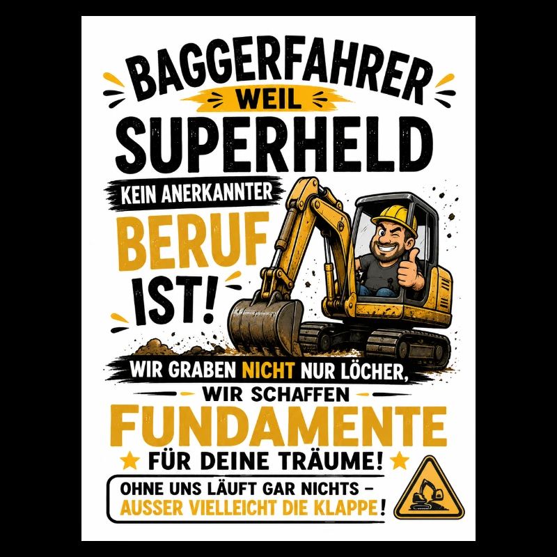 Baggerfahrer Superheld Berufstraum