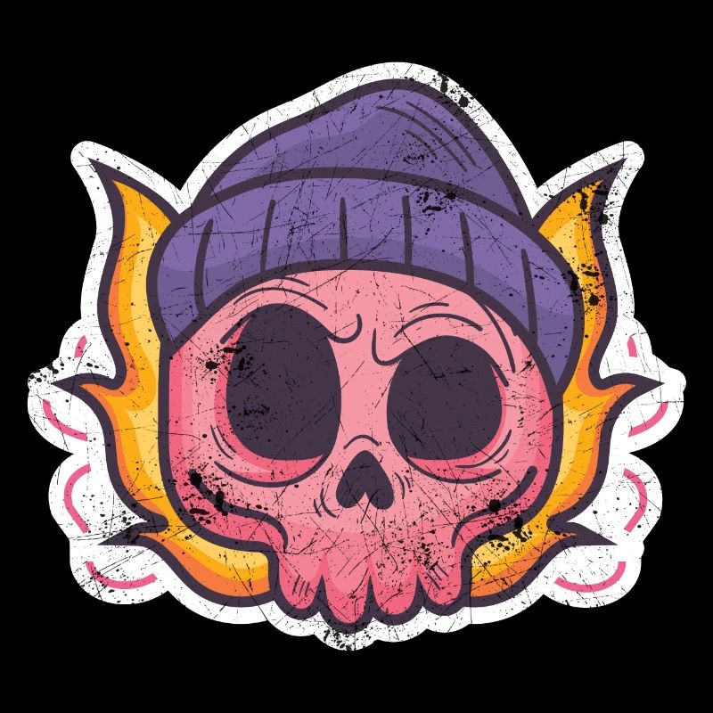 SKULL COMIC HIPSTER HELL SHIRT MOTIF CADEAU