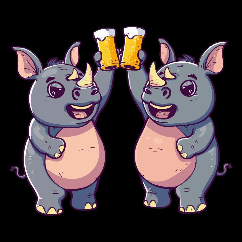 Nashorn Comic Tier Bier Lustig Saufen