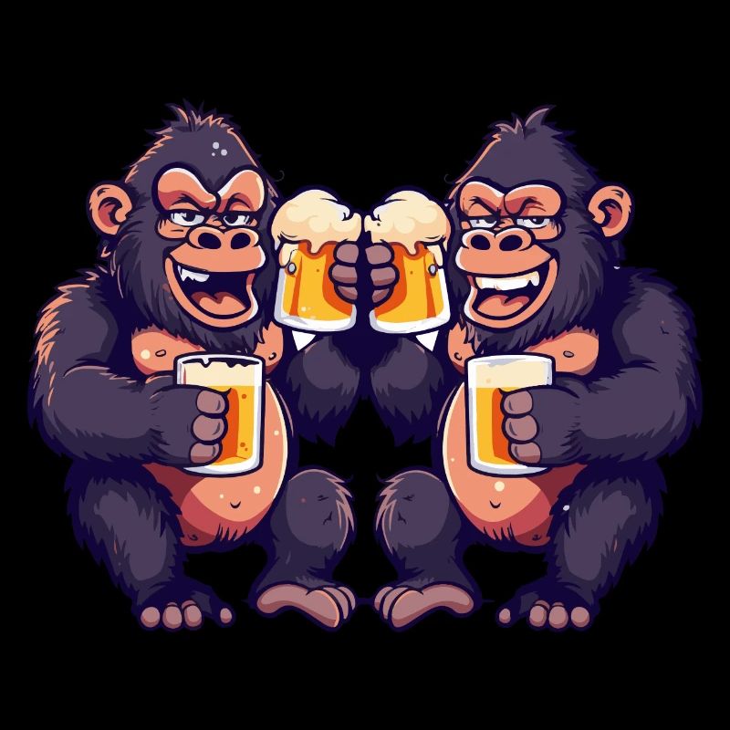 Gorilla Comic Bier Lustig Saufen