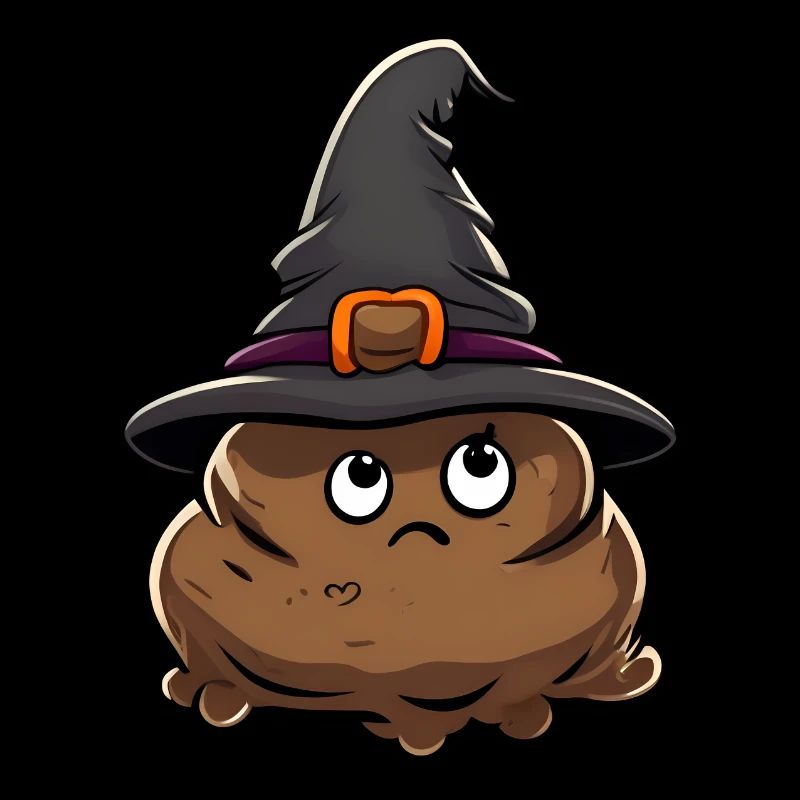 Drôle de tas de caca d’Halloween avec chapeau de sorcière.