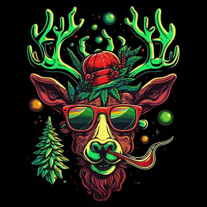 Psychedelic Holiday Delight: Cool Weed Head Rudolp