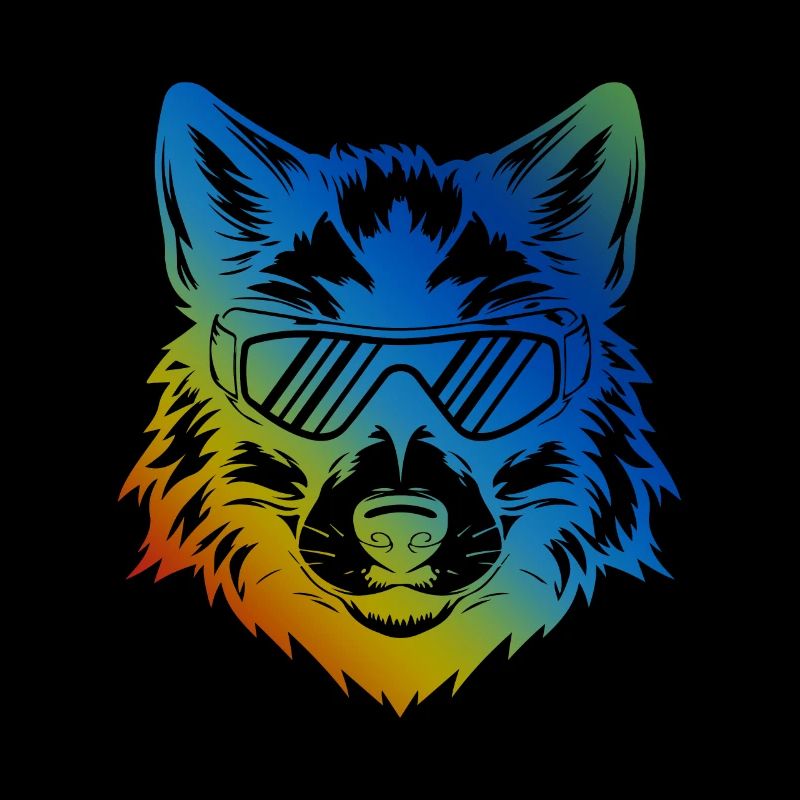 Ski Wolf Snowboarder Bunt