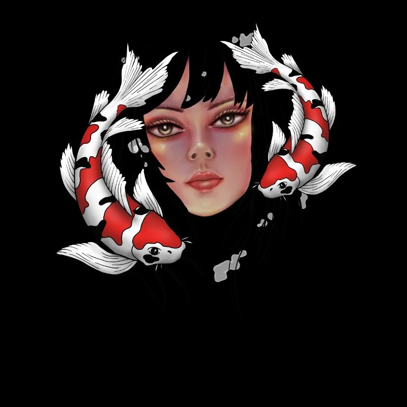 Mädchen mit Koi Karpfen