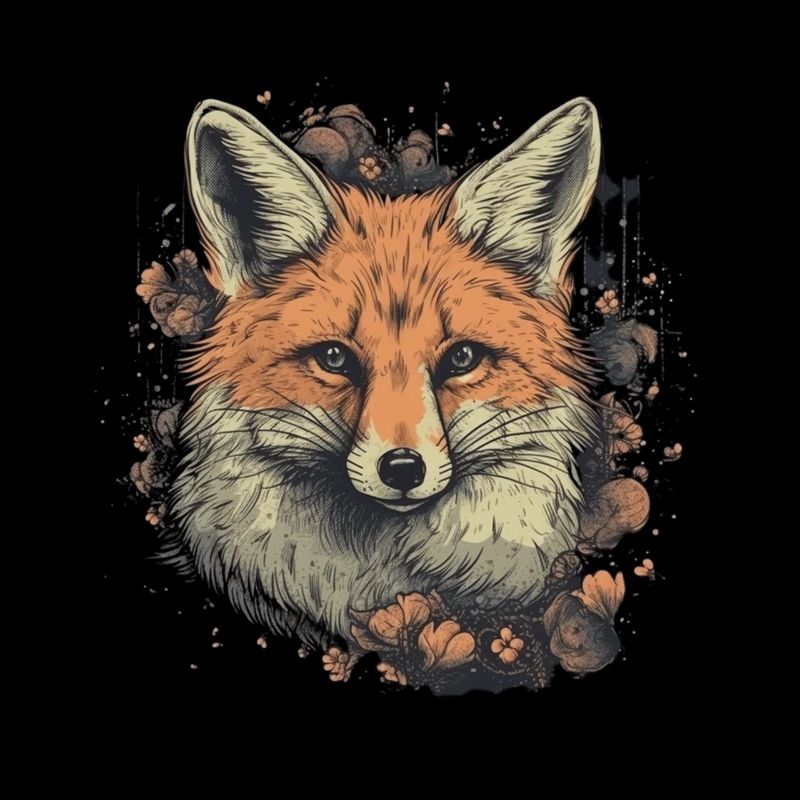 Belle illustration de renard roux Fleurs d’animaux de forêt