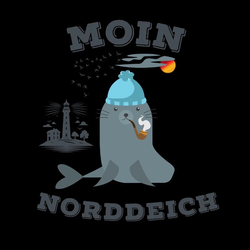 Moin Norddeich Robbe Leuchtturm Seemöwe Strand