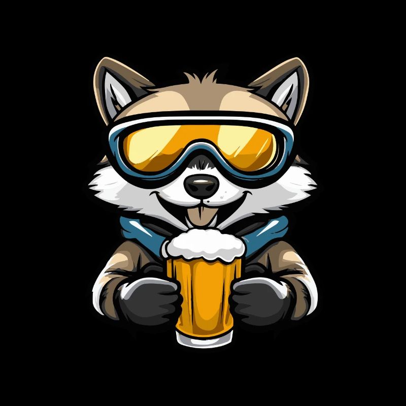 Waschbär Apres Ski Bier Comic
