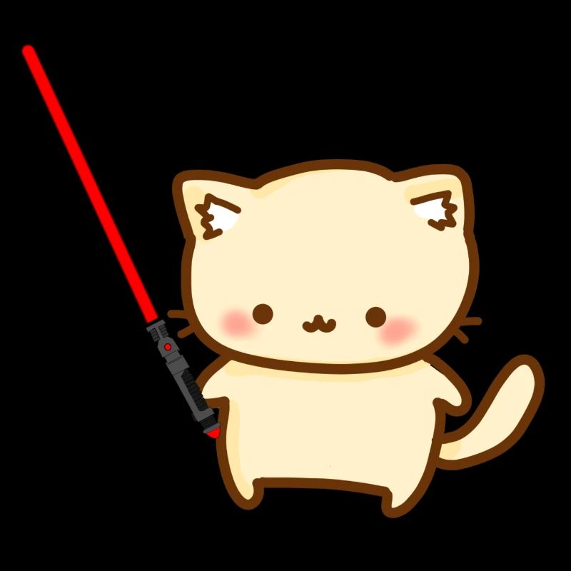 Chat mignon avec un sabre laser rouge