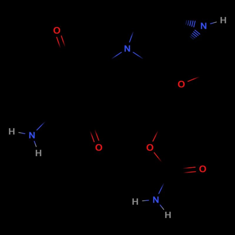Molécule mitomycine C - Formule structurale colorée