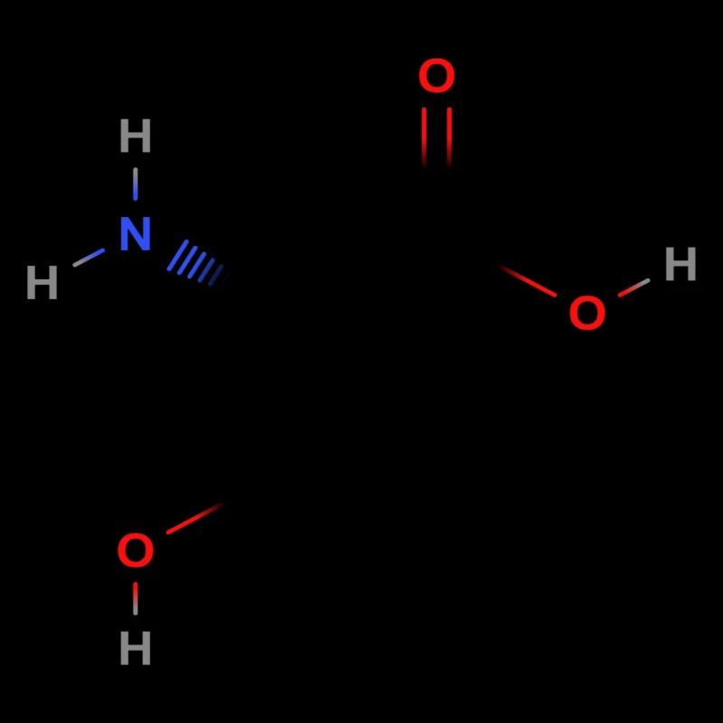 Molécule de sérine - Formule structurale colorée